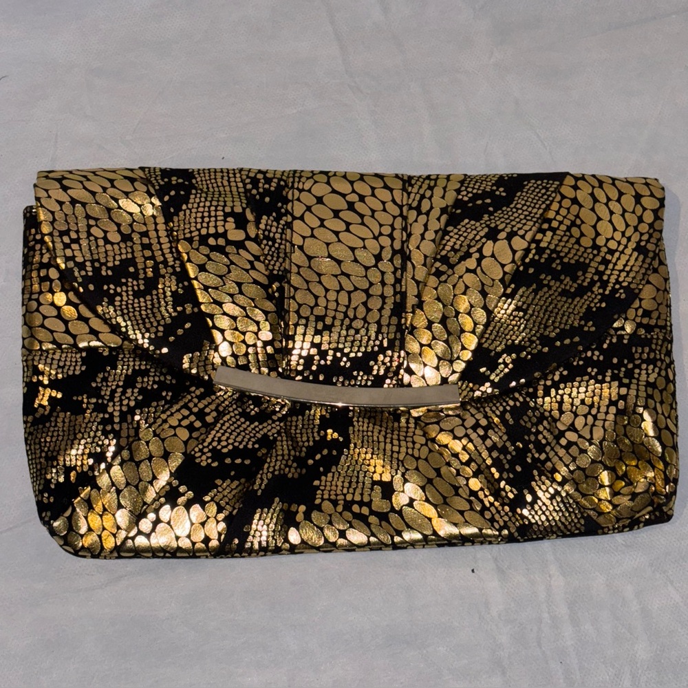 Icing Black and Gold Patterned Clutch